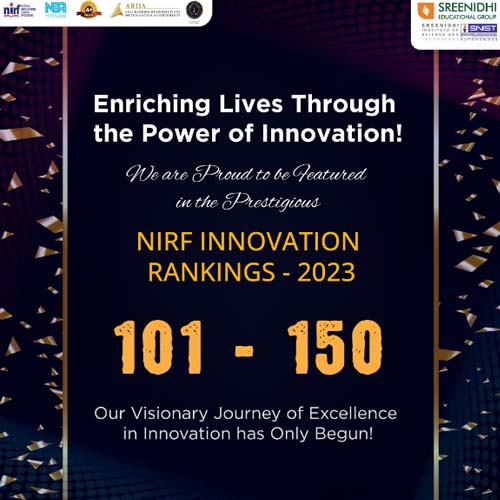 An image showing the NIRF Innovation Rankings 2023 with SNIST listed in Band 101-150.