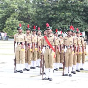 Participants marching in the Republic Day '24 Parade with discipline and dedication, showcasing unity and pride.